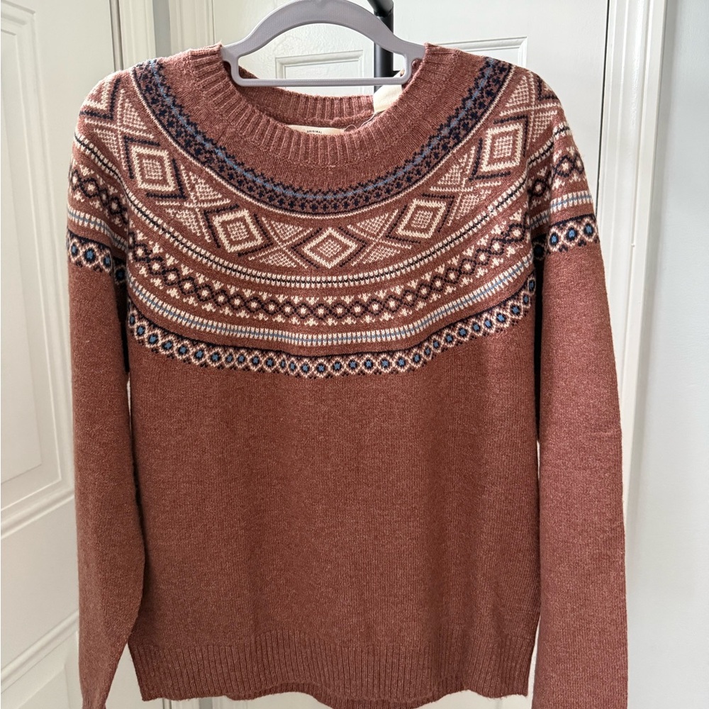 Weatherproof Brown Fair Isle Turtleneck Sweater